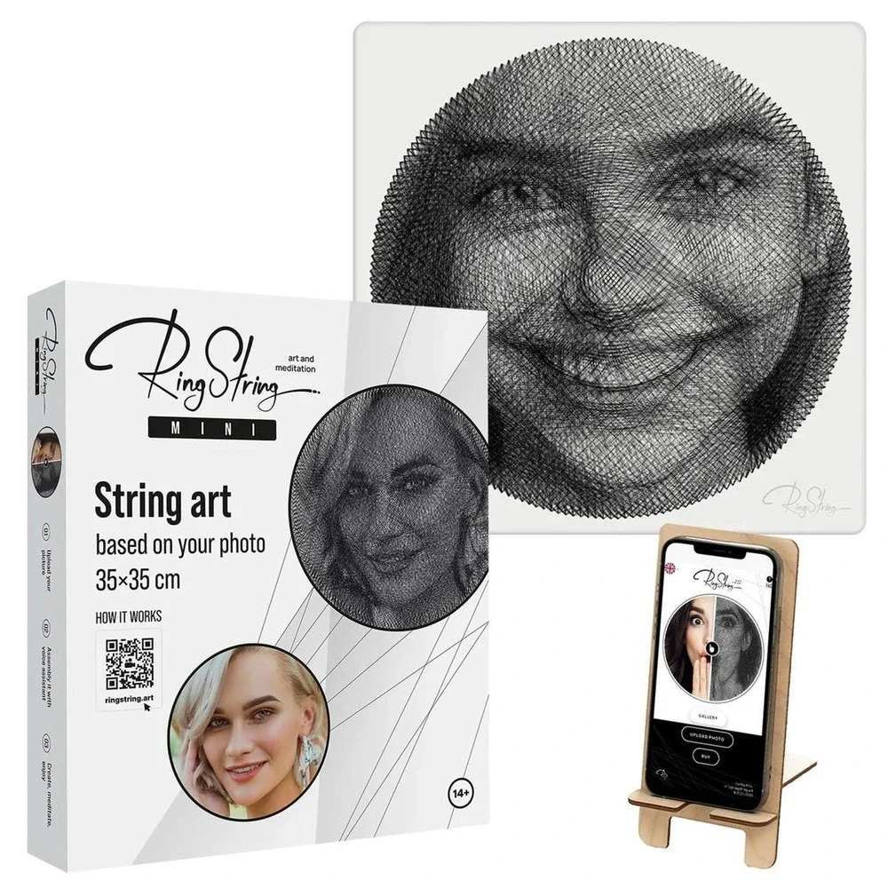 RINGSTRING Mini String Art Kit DIY Custom Photo Portrait 35x35cm Art